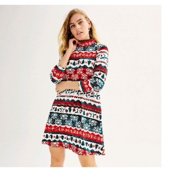 Celebrate Together Brushed Mockneck Swing Dress Size XS - Picture 1 of 2